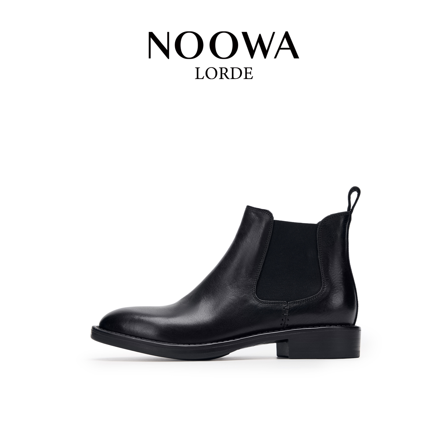 商场同款粗跟真皮增高切尔西短靴