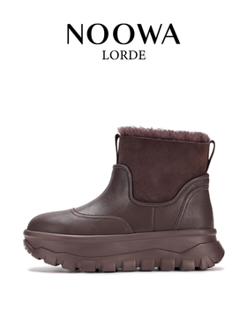 NOOWA加绒雪地靴女款2025新款冬季时尚厚底增高防滑保暖百搭短靴