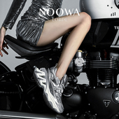 厚底老爹鞋 女2025新款 真皮透气增高时尚 NOOWA戚薇同款 银色休闲鞋