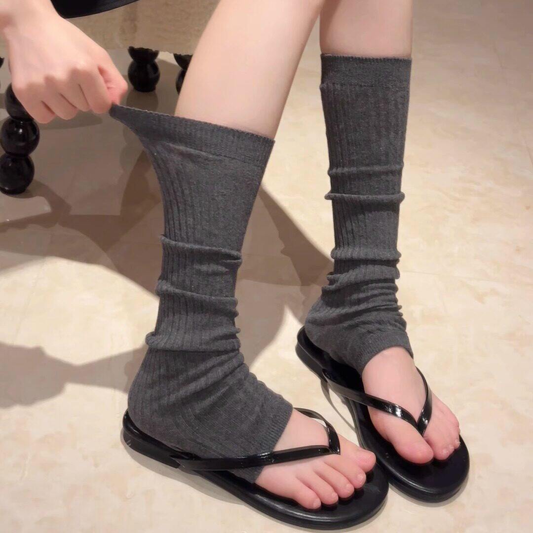 夏季韩版露趾踩脚堆堆袜显瘦