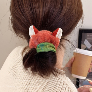 疯狂动物城发饰发绳朱迪尼克毛绒大肠发圈头绳女皮筋兔子警官头饰