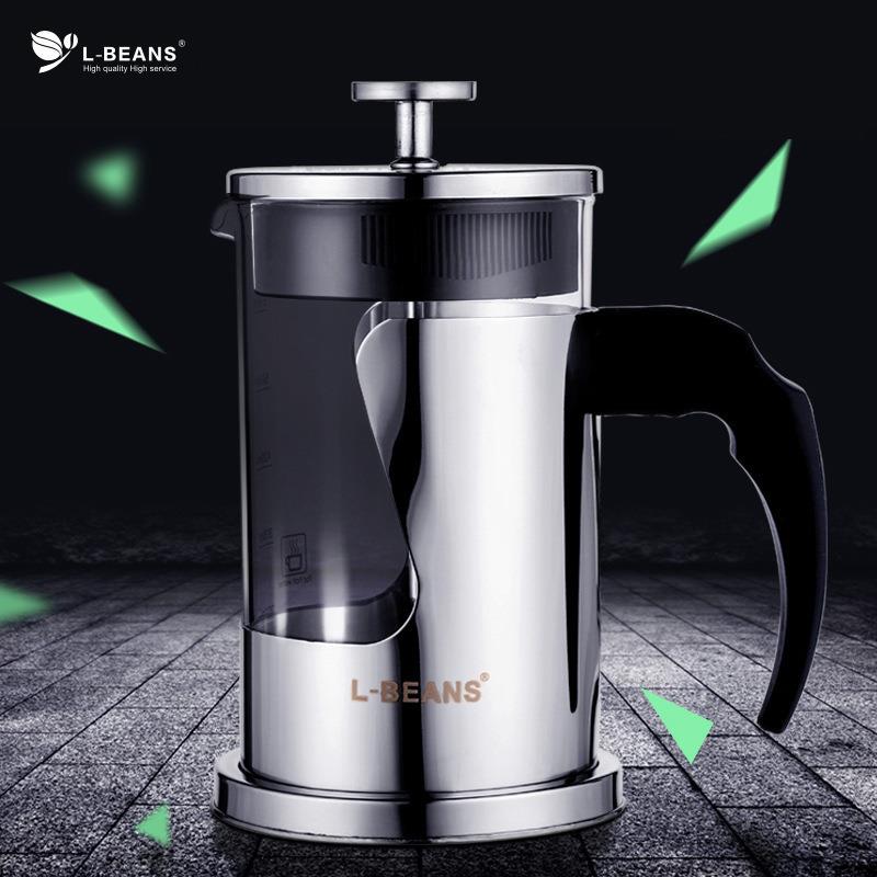 L-BEANS法压壶 不锈钢咖啡壶 家用法式冲茶器350ml