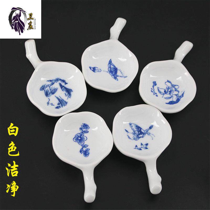 厂家毛笔水碟 陶瓷两用笔洗笔搁 文房四宝墨碟 梅花水碟笔架