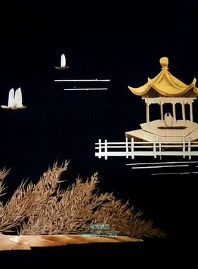 中式麦秆杆秸杆芦苇麦草画无框草编粘贴画芯艺术画纯手工制作作业