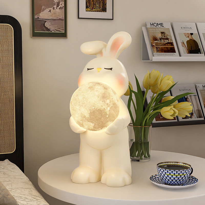 奶油风兔子摆件客厅卧室家居装饰品小夜灯送女生闺蜜生日礼物实用