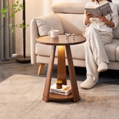 轻奢实木小茶几沙发边几迷你置物小圆桌子客厅全实木卧室床头角几