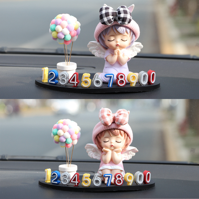 汽车临时停车号码牌车载挪车电话牌可爱车用移车卡摆件装饰用品女