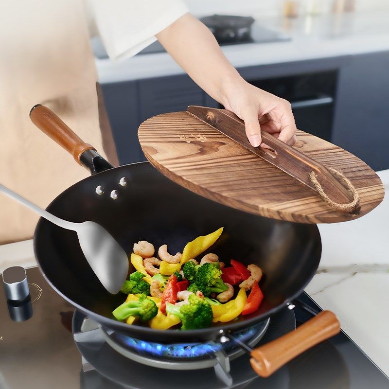 老板厨源木头锅盖家用锅盖帽万能盖子通用木锅盖单盖蒸锅炒锅圆型