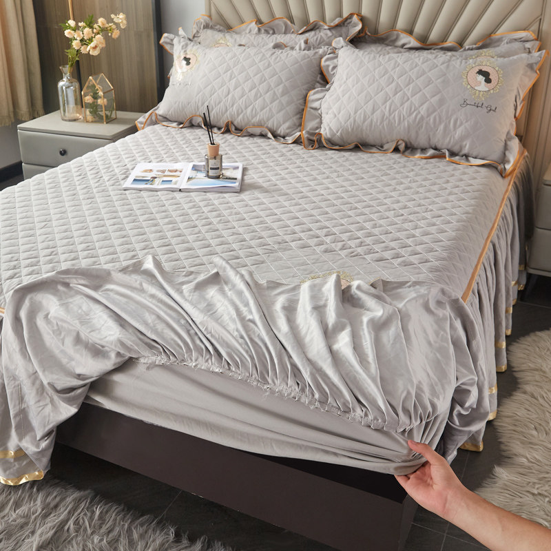 夹棉床裙单件二合一床笠带裙边单独席梦思床罩2023新款床套三件套,床上用品,床裙,淘宝优惠券,粉丝福利购,淘宝优惠卷