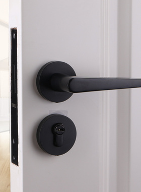 依佰利美式拉丝镍卧室内门锁磁吸静音房门锁极简约白色门把手锁具