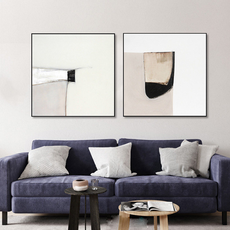 极简色块抽象装饰画北欧简约民宿餐厅沙发背景墙壁画方形玄关油画