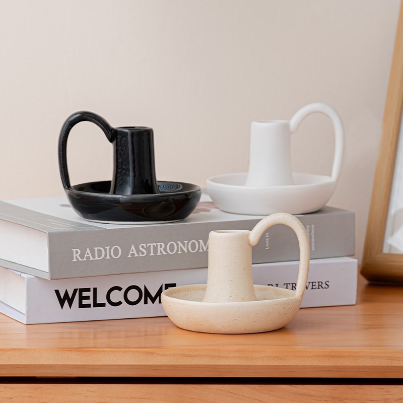 北欧陶瓷蜡台氛围感餐桌民宿样板间软装烛光晚餐装饰摆件拍摄道具