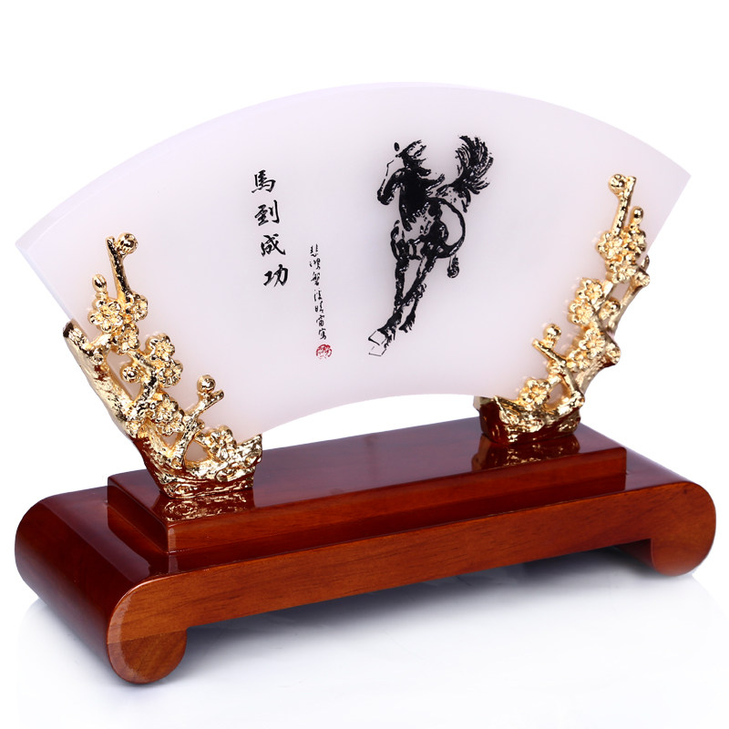 琉璃玉屏风工艺摆件书房办公室桌面装饰摆设老师领导升职节日礼品
