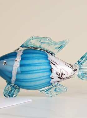轻奢琉璃热带鱼动物摆件招财客厅样板房玄关桌面装饰年年有余送礼