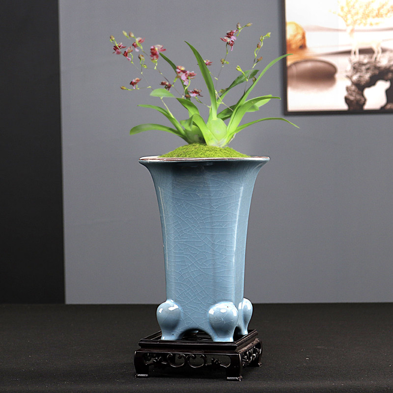 哥窑手绘紫砂兰花专用盆高款冰裂飘枝吊兰六月雪紫檀绿植陶瓷花盆,鲜花速递/花卉仿真/绿植园艺,花盆,淘宝优惠券,粉丝福利购,淘宝优惠卷