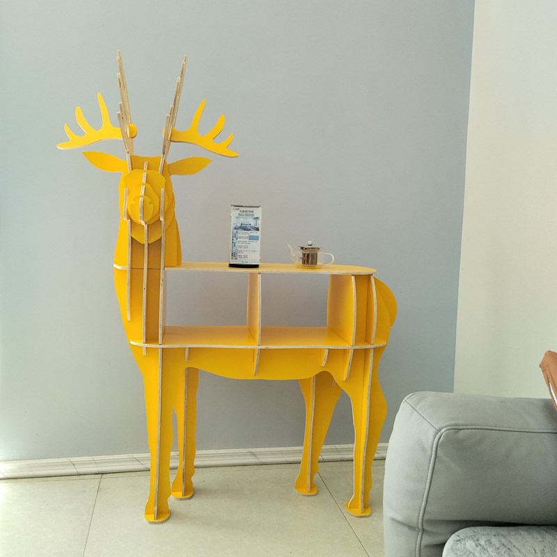 动物造型书架麋鹿摆件客厅边柜沙发旁创意落地置物架拼接小鹿橱窗