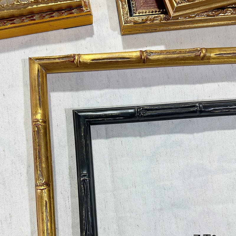 乙霏家居美式法式中古复古黑色金色2cm 小竹节油画实木装饰画画框