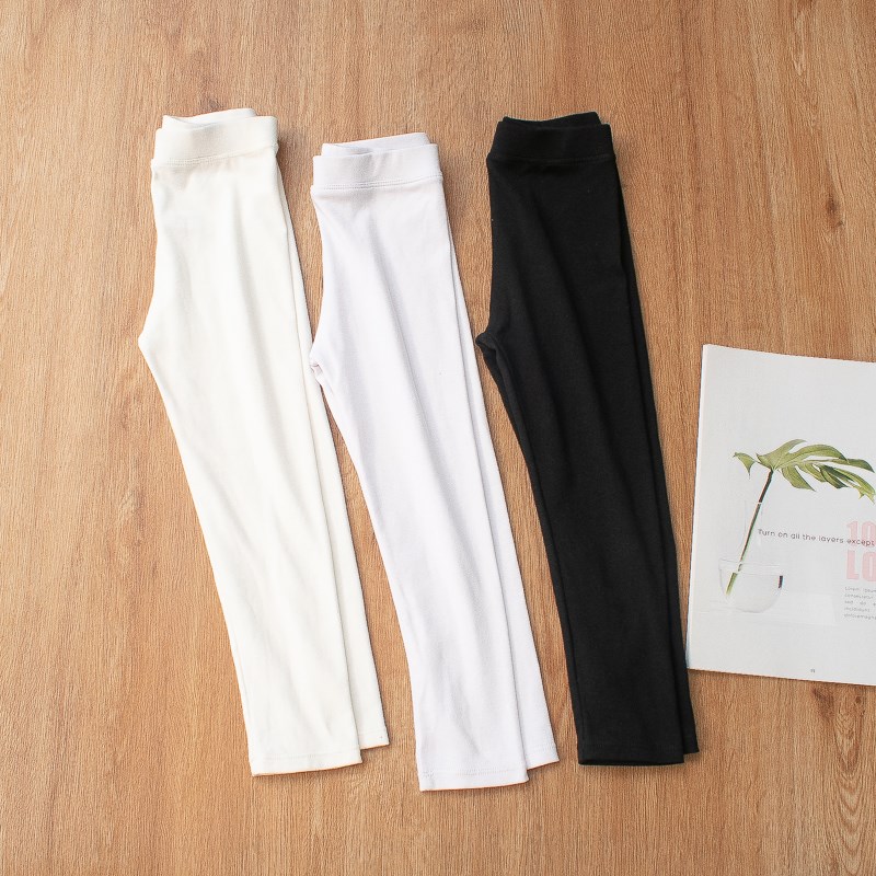 女童打底裤春秋薄款外穿纯棉黑白色中大童铅笔裤休闲宝宝九分裤子