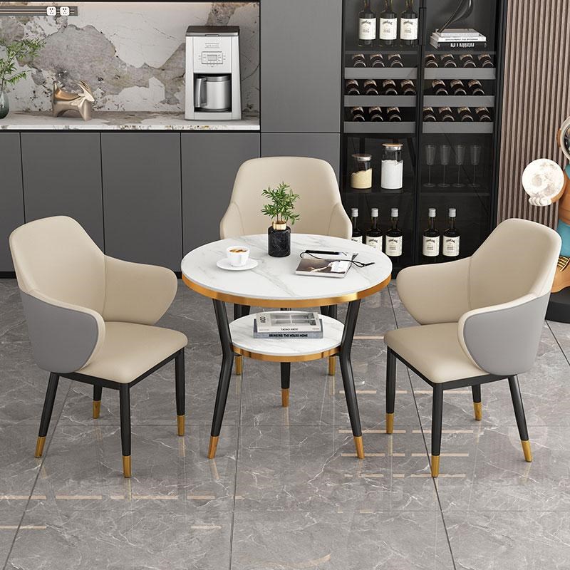 岩板洽谈会客阳台桌椅组合小户型三件套酒店接待奶茶商务用小圆桌