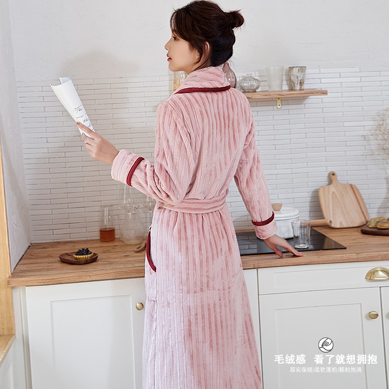 睡衣女春秋珊瑚绒加厚冬季男士睡袍长袖结婚情侣浴袍2021新款套装