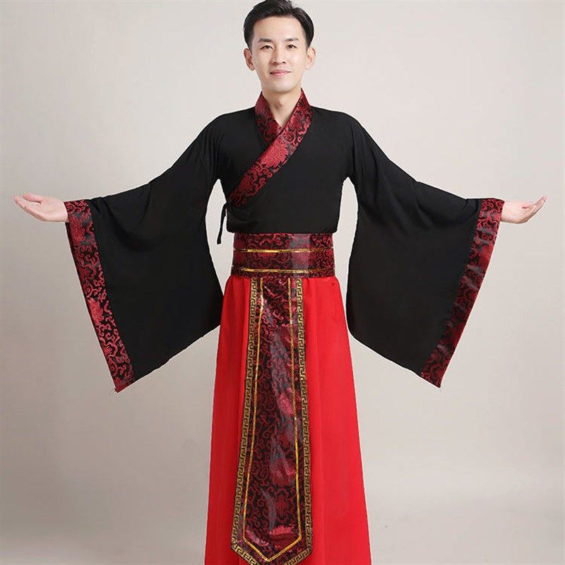 汉唐古装汉服男女中式婚礼司仪主持人伴郎伴娘情侣古装演出服长袍