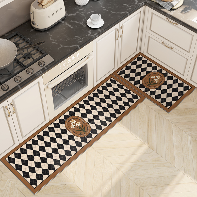美式厨房地垫防水防油脚垫可擦免洗防滑垫家用长条pvc地毯可定制