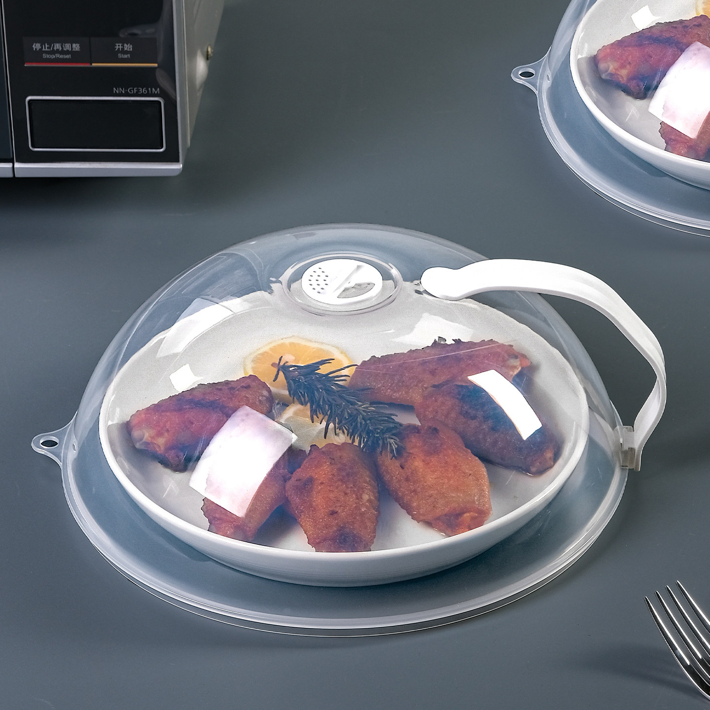家用微波炉盖罩PP加热盖子防溅盖加厚耐高温热菜食物塑料透明罩图片