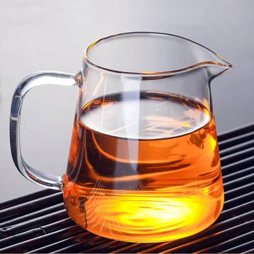 加厚公道杯玻璃耐热高档大号侧把月牙茶漏一体透明茶水分茶器公杯