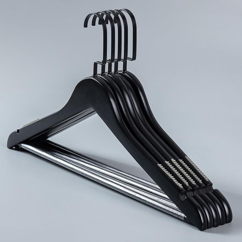 【天猫正品】黑色实木衣架服装店防滑晾衣架酒店木质衣挂男女装木