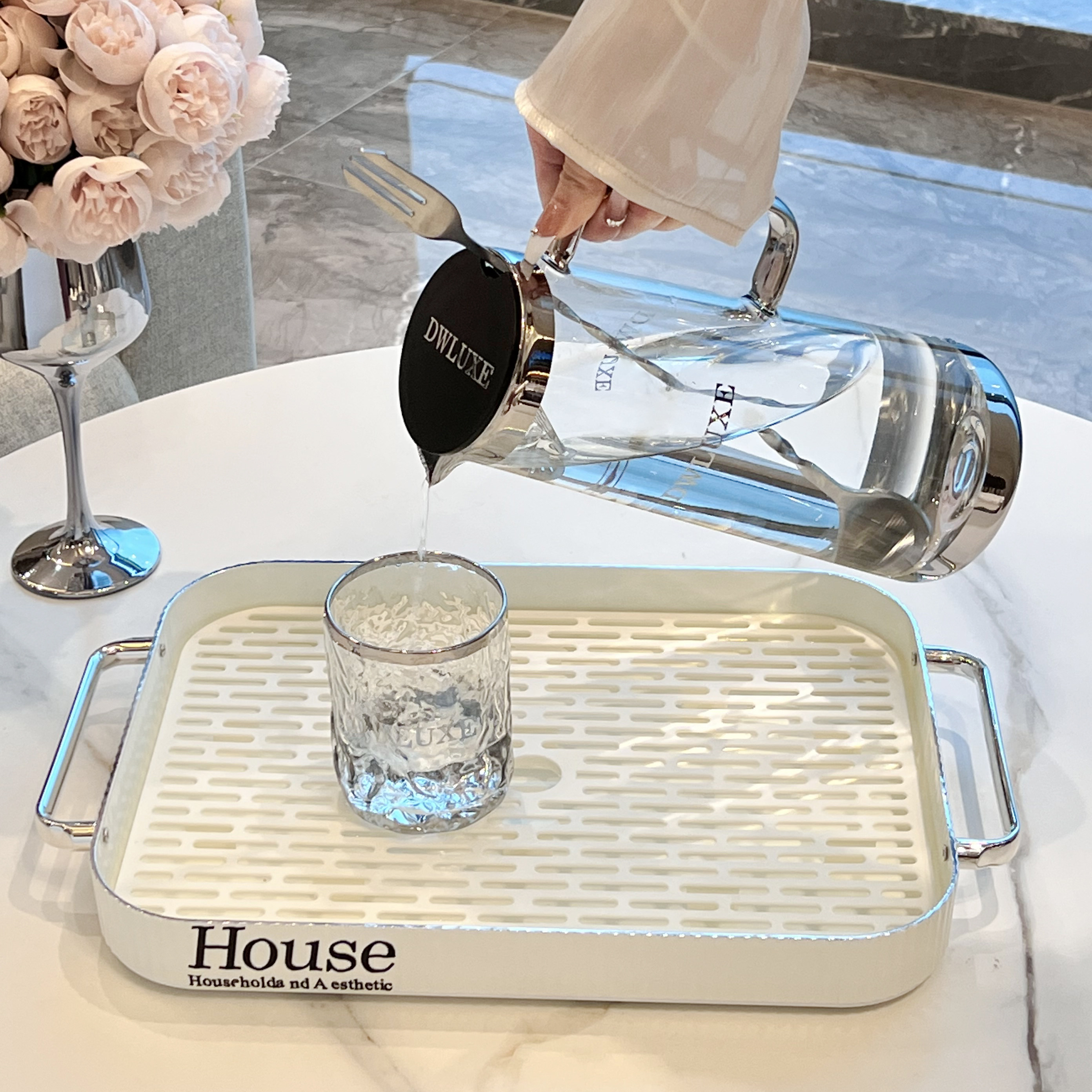 轻奢水杯套装家用客厅茶几喝水杯子茶杯茶具茶壶玻璃杯待客高级感,餐饮具,水具套装,淘宝优惠券,粉丝福利购,淘宝优惠卷