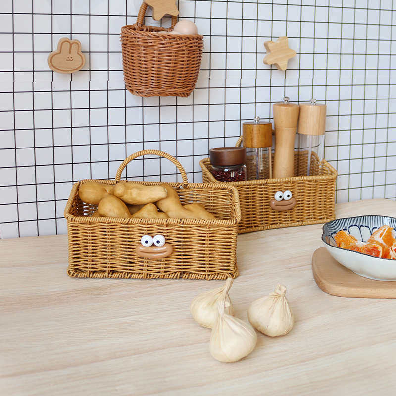 厨房姜蒜收纳篮壁挂勺筷置物筐编织花篮可爱香肠嘴浴室杂物挂墙篮,收纳整理,收纳筐,淘宝优惠券,粉丝福利购,淘宝优惠卷