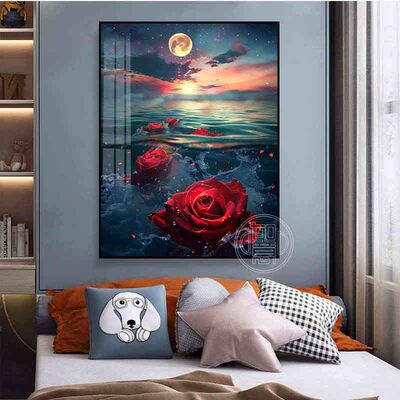 海边玫瑰钻石画2024新款客厅手工diy钻石贴画星空风景点钻十字绣