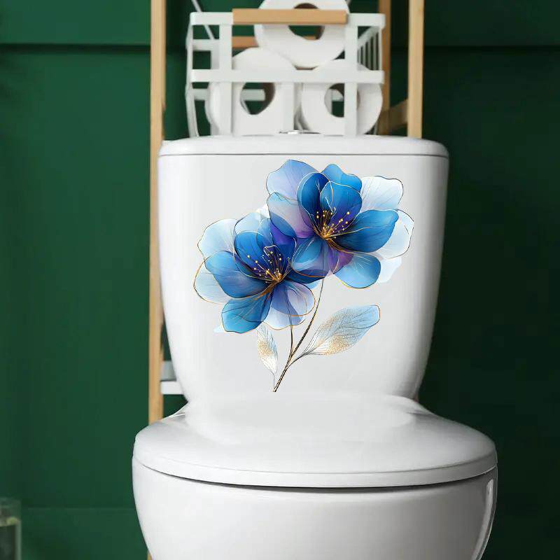 梦幻花朵植物墙贴画防水自粘浴室瓷砖马桶贴纸盖子水箱装饰遮挡