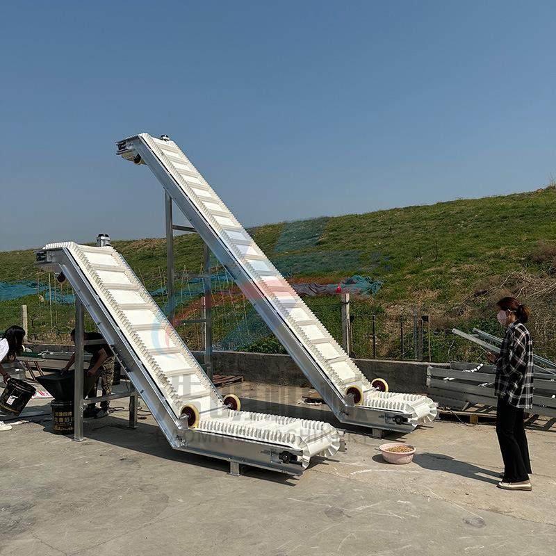 白色PVC裙边皮带输送机带隔板颗粒粉末提升输送机水平倾斜上料机,搬运/仓储/物流设备,输送机,淘宝优惠券,粉丝福利购,淘宝优惠卷