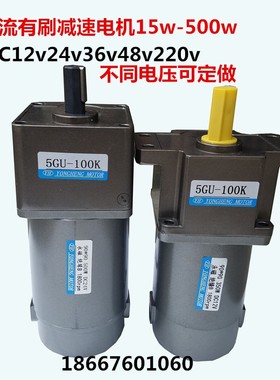 永磁直流500w齿轮减速电机马达DC24v12v220v40w200w450w碳刷电动