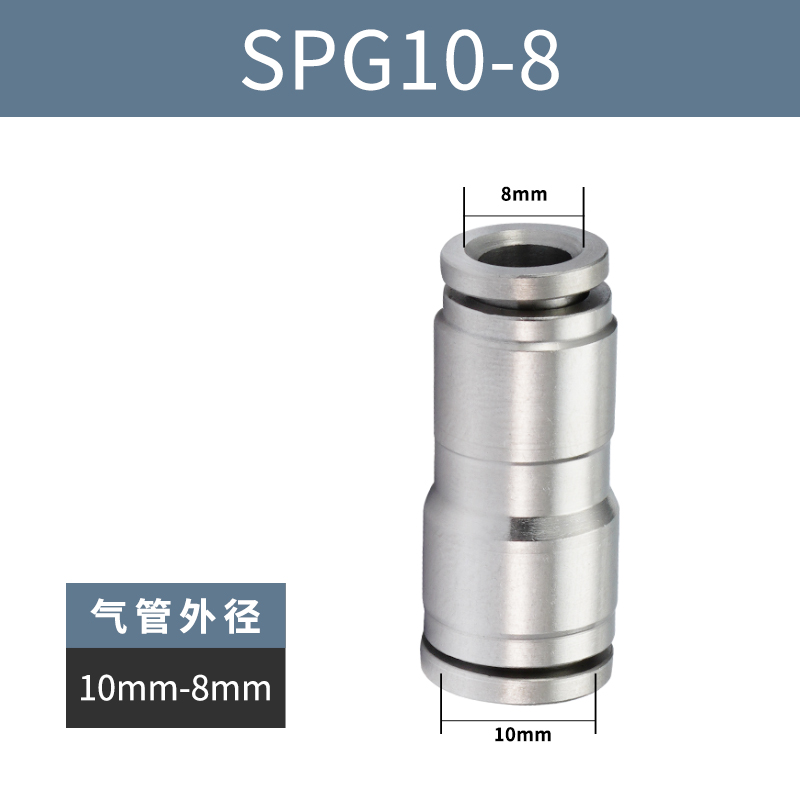 耐高温高压不锈钢气动快速插接头直通变径SPU/PGS/PV气管直角接头