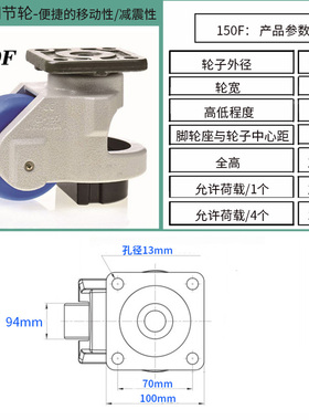 福马脚轮万向轮150F120F80F60F水平调节轮设备支撑脚韩国福马轮