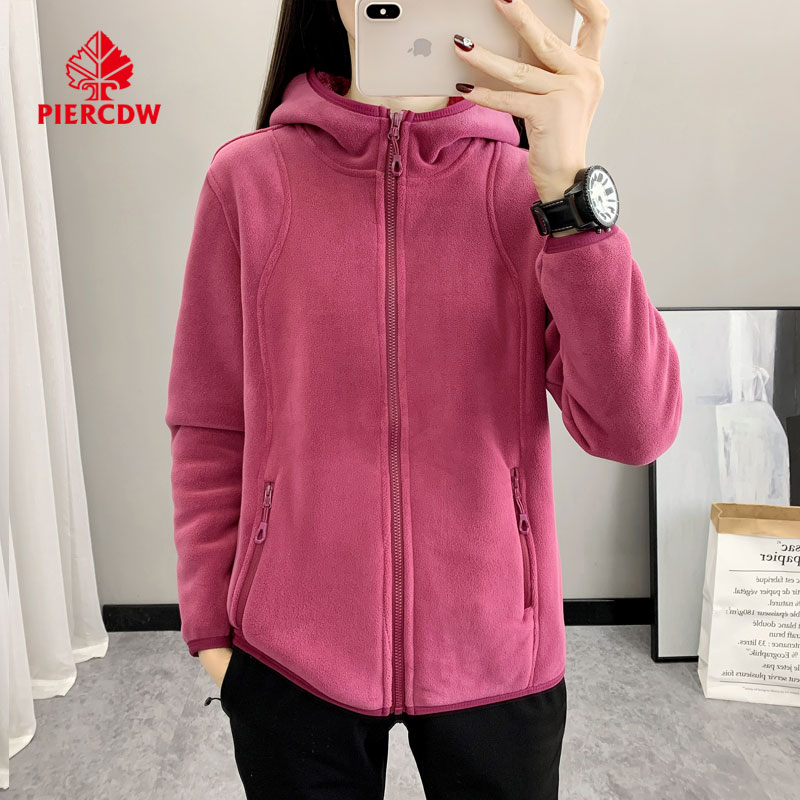 帕瑞萨/PIERCDW品牌新款保暖抓绒衣连帽外套摇粒绒加厚中老年女装