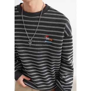 美式重磅刺绣无帽卫衣男秋冬季新款高街潮牌休闲港风长袖打底衣服