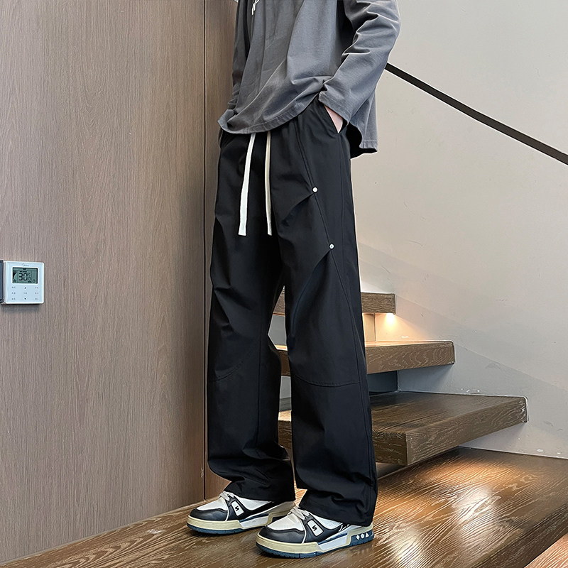 户外运动冲锋裤男款春秋季潮牌宽松工装休闲裤男士拼接褶皱直筒裤,男装,休闲裤,淘宝优惠券,粉丝福利购,淘宝优惠卷