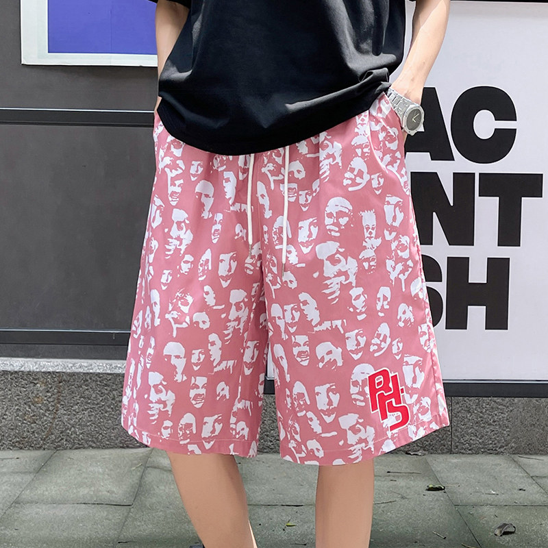 沙滩短裤男夏季2025新款海边可下水冰丝裤美式休闲裤五分裤子泳裤