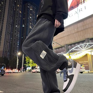 休闲裤男秋冬季2026新款显高束脚运动长裤美式vibe贴标灯芯绒裤子