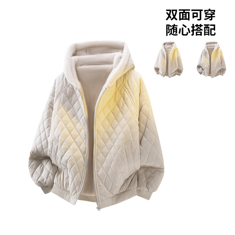 棉衣男士短款秋冬季2026新款潮牌菱形格加绒上衣休闲宽松连帽外套,男装,棉衣,淘宝优惠券,粉丝福利购,淘宝优惠卷