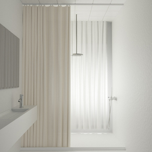 轨道浴帘超薄免打孔套装卫生间洗澡窗帘浴室挂帘滑轨隔断帘防水布