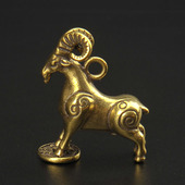 纯黄铜手工十二生肖羊钥匙扣挂件吊坠汽车装 饰礼品饰品情侣复古潮