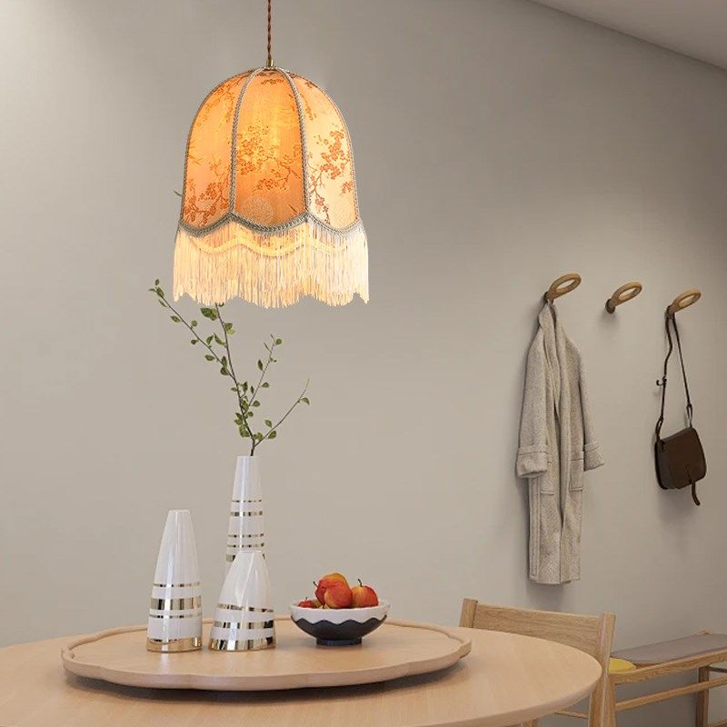 波记新中式流苏灯笼吊灯中国风布艺民宿客厅复古餐厅茶楼装饰灯具,家装灯饰光源,床头/玄关/吧台/过道吊灯,淘宝优惠券,粉丝福利购,淘宝优惠卷