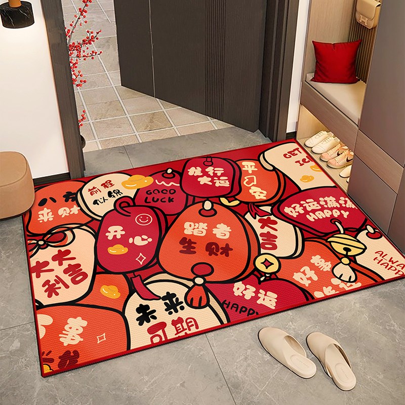 红色地垫入户门垫玄关进门脚垫新年新款防滑耐脏门口地毯2025新款