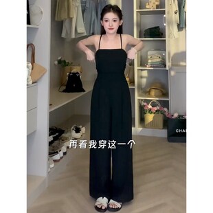 阔腿休闲长裤 女连身裤 套装 2024春夏小个子收腰显高吊带直筒连体裤