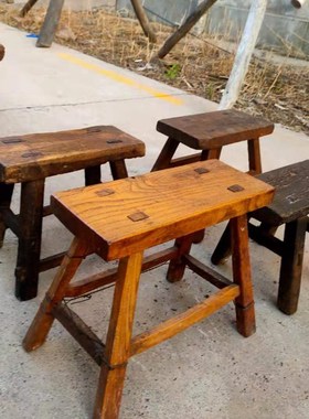 民俗老物件怀旧收藏老家具小凳子炕桌组合民宿装饰摆件影视道具