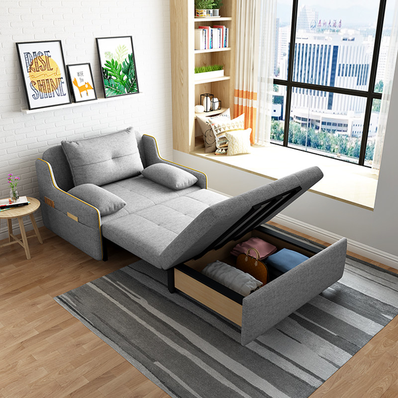 沙发床可折叠单人两用1米宽1.2米宽网红款推拉多功能小户型伸缩床